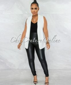 Vendor-unknown JUST IN Esteban Off-White Collared Self-Tie Belt Vest