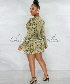 Vendor-unknown JUST IN Clairo Sage Black Print Bubble Sleeves Satin Romper