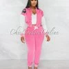 Vendor-unknown Avner Bubblegum Pink White Varsity Jacket & Joggers Set