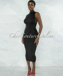 Vendor-unknown Grobie Black Open Sides Double Lined Maxi Dress JUST IN