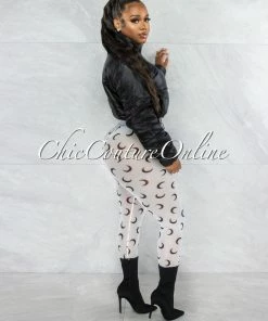 Vendor-unknown Nakina White Black Moon Print Mesh Two Piece Set JUST IN