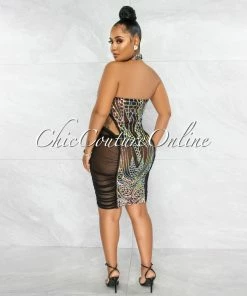 Vendor-unknown JUST IN Nemesia Black Iridescent Sequins Cut-Out Sheer Dress