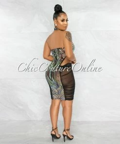 Vendor-unknown JUST IN Nemesia Black Iridescent Sequins Cut-Out Sheer Dress