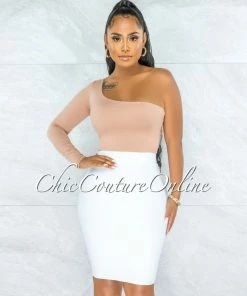 Vendor-unknown JUST IN Joseph Off-White Elastic Bandage Skirt