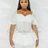 Vendor-unknown Khayla Off-White Eyelet Ruffle Skater Romper