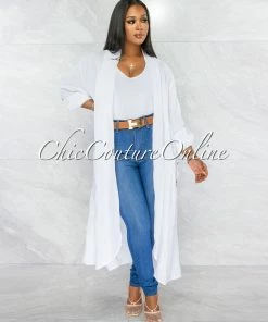 Vendor-unknown Mendoza Off-White LINEN Side Pockets Duster JUST IN