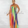 Chic Couture Online Monroe Multi-Color Retro Strapless Jumpsuit JUST IN