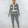 Vendor-unknown Ranielle Black White Houndstooth Top & Leggings Knit Set