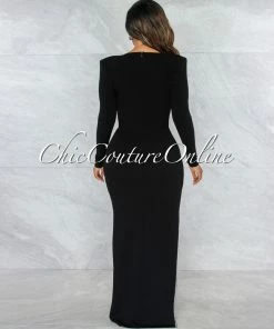 Chic Couture Online JUST IN Marlinda Black Bodysuit Rhinestone Embellished Dress Set