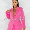 Chic Couture Online Nichelle Pink Buttoned Long Blazer & Shorts Set JUST IN