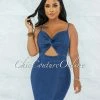 Vendor-unknown JUST IN Sigrid Dark Denim Knot Top Cut-Out Mini Dress