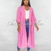 Vendor-unknown Mendoza Bubblegum Pink LINEN Side Pockets Duster