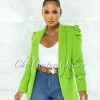 Chic Couture Online JUST IN Dorcas Kelly Green Bubble Sleeves Boyfriend Long Blazer