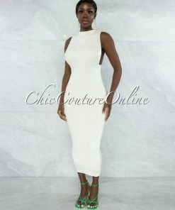 Vendor-unknown Grobie Cream Open Sides Double Lined Maxi Dress