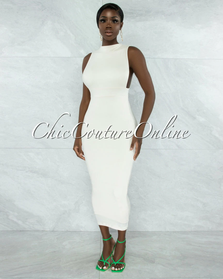 Vendor-unknown Grobie Cream Open Sides Double Lined Maxi Dress