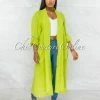 Vendor-unknown Mendoza Green LINEN Side Pockets Duster JUST IN