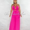 Chic Couture Online JUST IN Boniface Fuchsia Front Cut-Out Lace-Up Jumpsuit