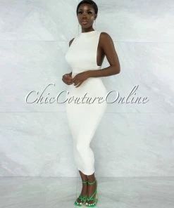 Vendor-unknown Grobie Cream Open Sides Double Lined Maxi Dress