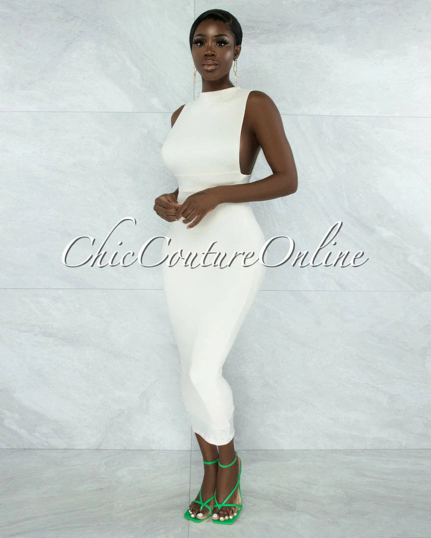 Vendor-unknown Grobie Cream Open Sides Double Lined Maxi Dress