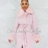 Vendor-unknown Holland Baby Pink Faux Fur Belted Coat