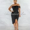 Vendor-unknown JUST IN Analisa Black Satin Drape Corset Midi Dress