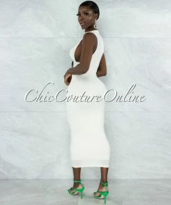 Vendor-unknown Grobie Cream Open Sides Double Lined Maxi Dress