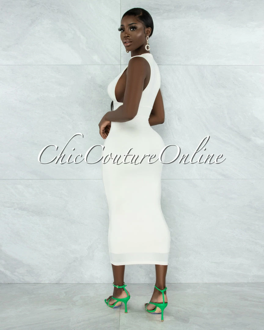 Vendor-unknown Grobie Cream Open Sides Double Lined Maxi Dress