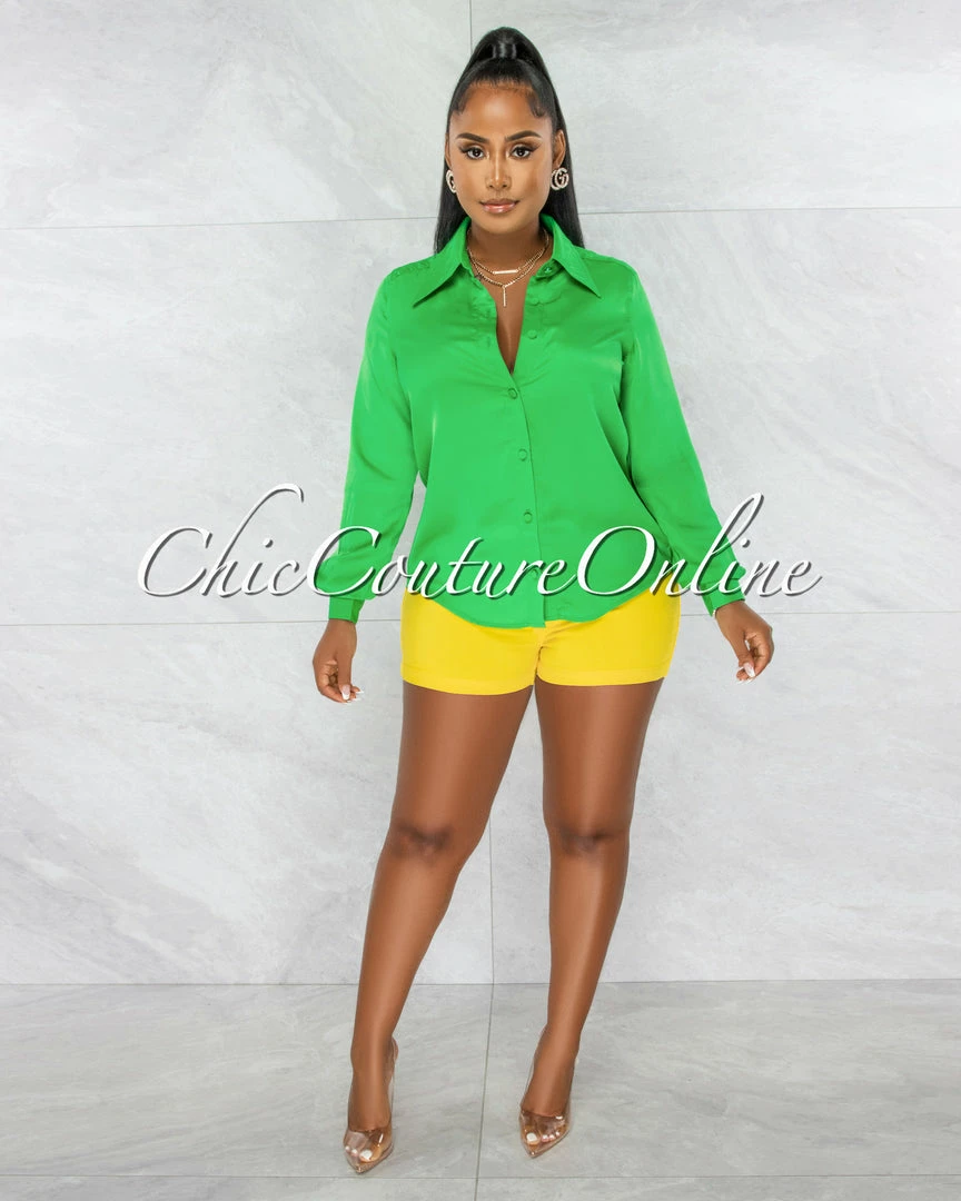 Chic Couture Online Florence Kelly Green Collared Silky Blouse JUST IN