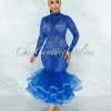Vendor-unknown San Jose Royal-Blue Lace Tulle Ruffle Mermaid Hem Gown