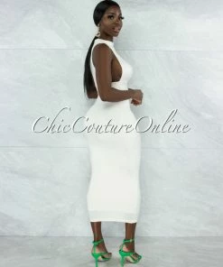 Vendor-unknown Grobie Cream Open Sides Double Lined Maxi Dress