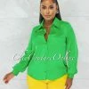 Chic Couture Online Florence Kelly Green Collared Silky Blouse JUST IN
