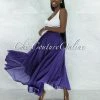 Vendor-unknown Dondra Purple Flutter Wide Maxi Skirt