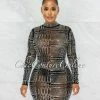 Chic Couture Online JUST IN Farrow Black Rhinestones Mesh Sheer Dress