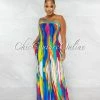 Chic Couture Online JUST IN Cybele Multi-Color Tie-Dye Strapless Jumpsuit