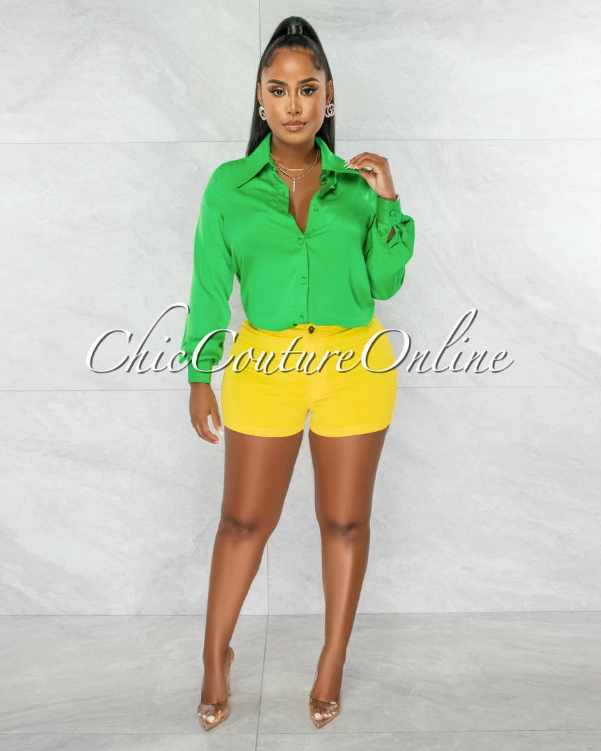 Chic Couture Online Florence Kelly Green Collared Silky Blouse JUST IN