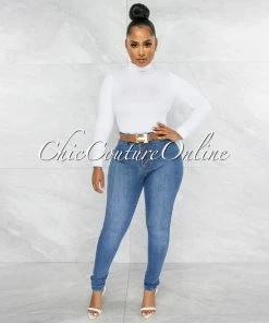 Vendor-unknown Terrie White Texture Body-Con Bodysuit JUST IN