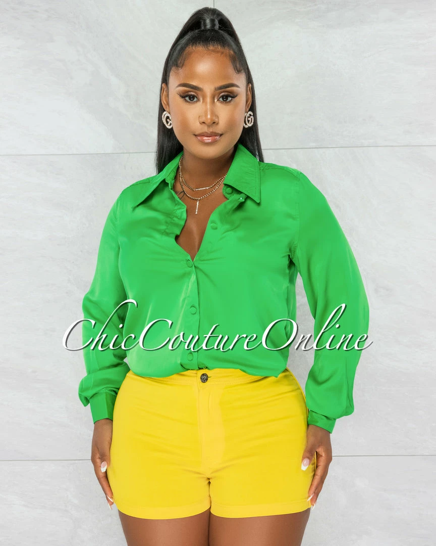 Chic Couture Online Florence Kelly Green Collared Silky Blouse JUST IN