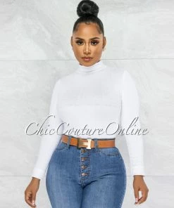 Vendor-unknown Terrie White Texture Body-Con Bodysuit JUST IN