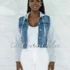 Vendor-unknown Shanee Light Denim Grey Sweater Illusion Hooded Jacket CLOTHING