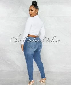 Vendor-unknown Terrie White Texture Body-Con Bodysuit JUST IN