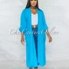 Vendor-unknown Mendoza Turquoise LINEN Side Pockets Duster