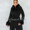 Vendor-unknown Holland Black Faux Fur Belted Coat