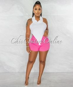 Chic Couture Online Tammy White Mock Neckline Ribbed Crop Top JUST IN