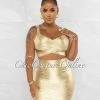 Chic Couture Online JUST IN Chica Nude Gold Foil Bandage Two Piece Set