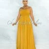 Vendor-unknown JUST IN Perona Mustard Yellow Smocked Top Jumpsuit