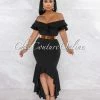 Vendor-unknown Macaria Black Ruffle Neckline Hi-Lo Dress JUST IN