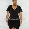 Chic Couture Online JUST IN Dalie Black Wrap Ruched Side Midi Dress