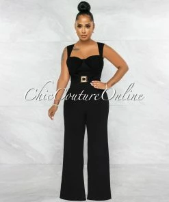 Vendor-unknown Brucie Black Gold Accent Top & Pants Set