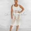 Vendor-unknown Prestado Cream Crochet Midi Dress