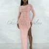 Vendor-unknown Goncalves Rose Silver Studs Side Slit Maxi Dress